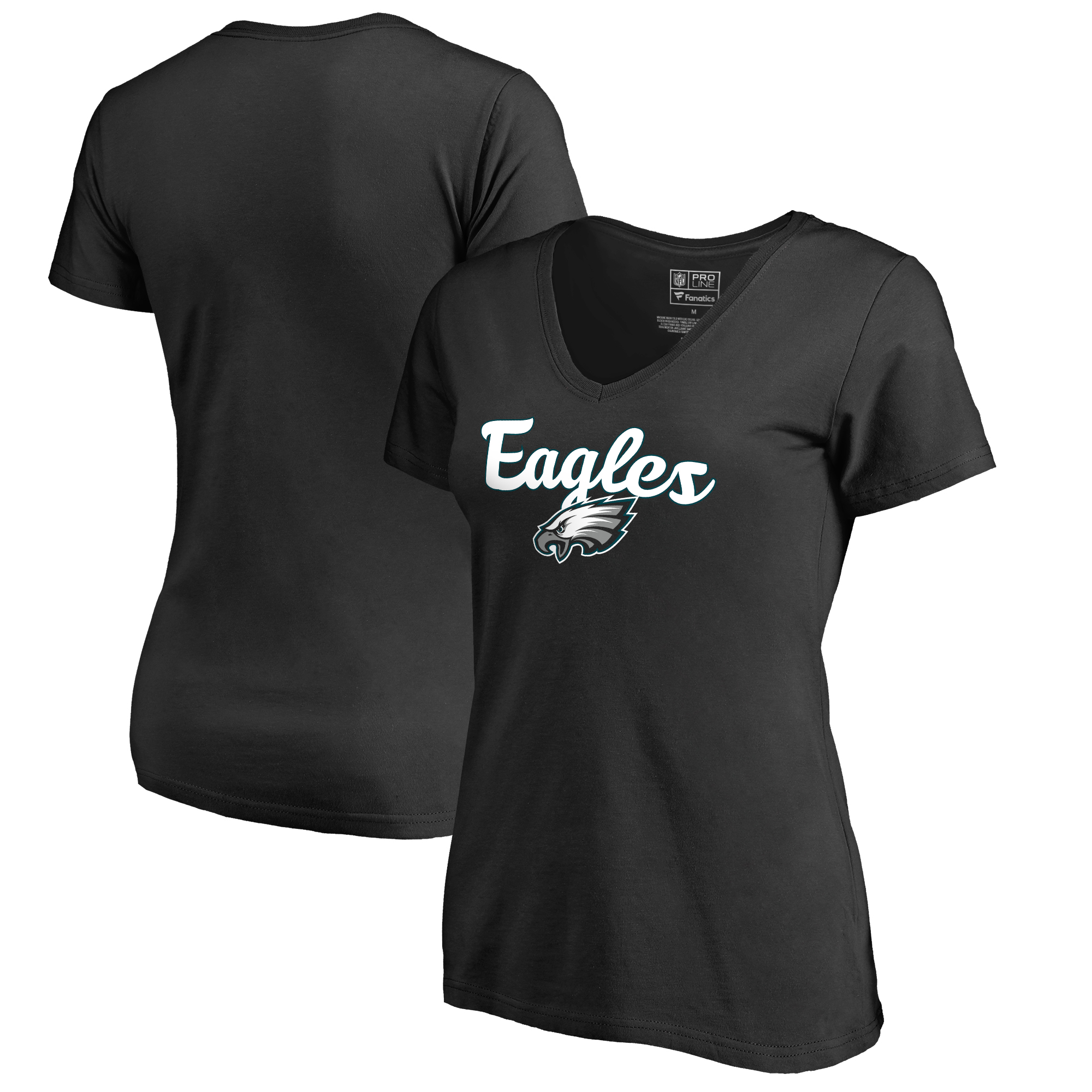 Women's Black Philadelphia Eagles Freehand V-Neck T-Shirt - Image 5
