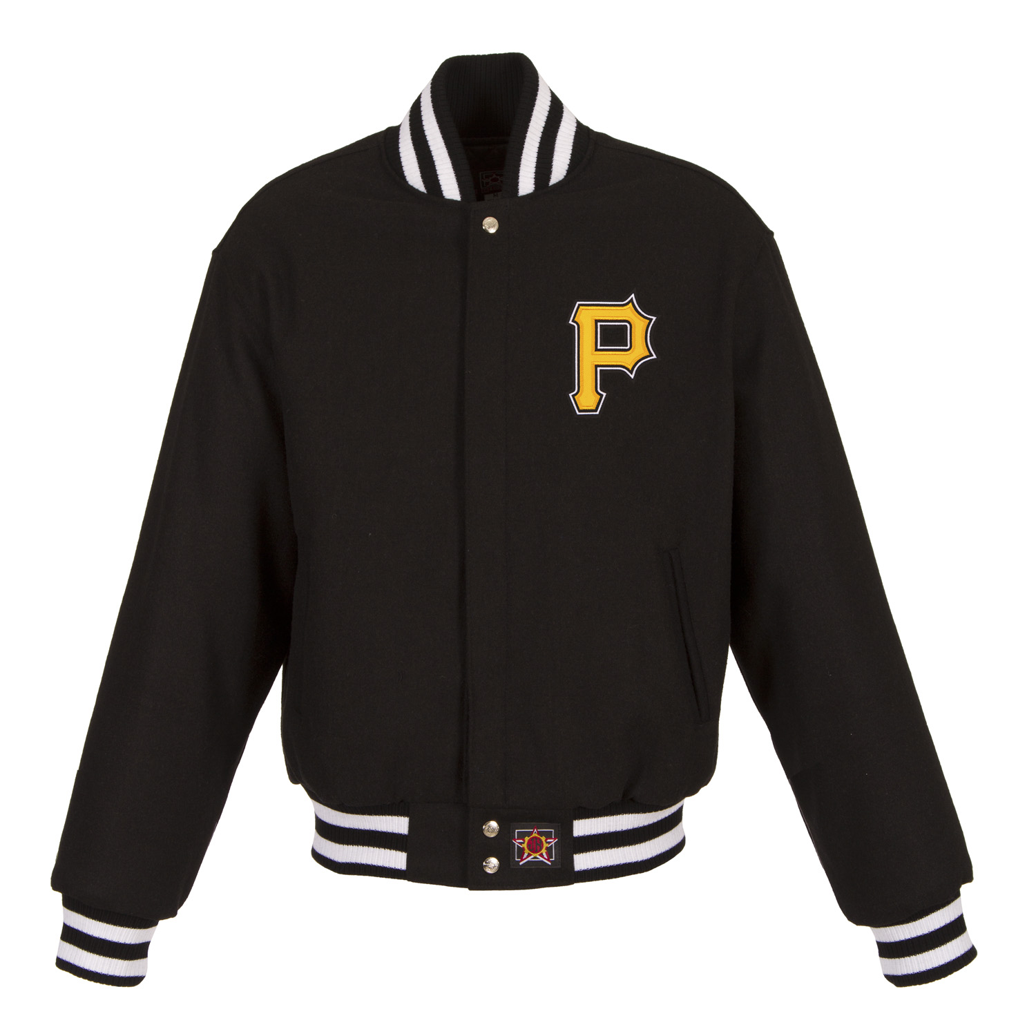 Women's JH Design Black Pittsburgh Pirates Embroidered Logo All-Wool Jacket