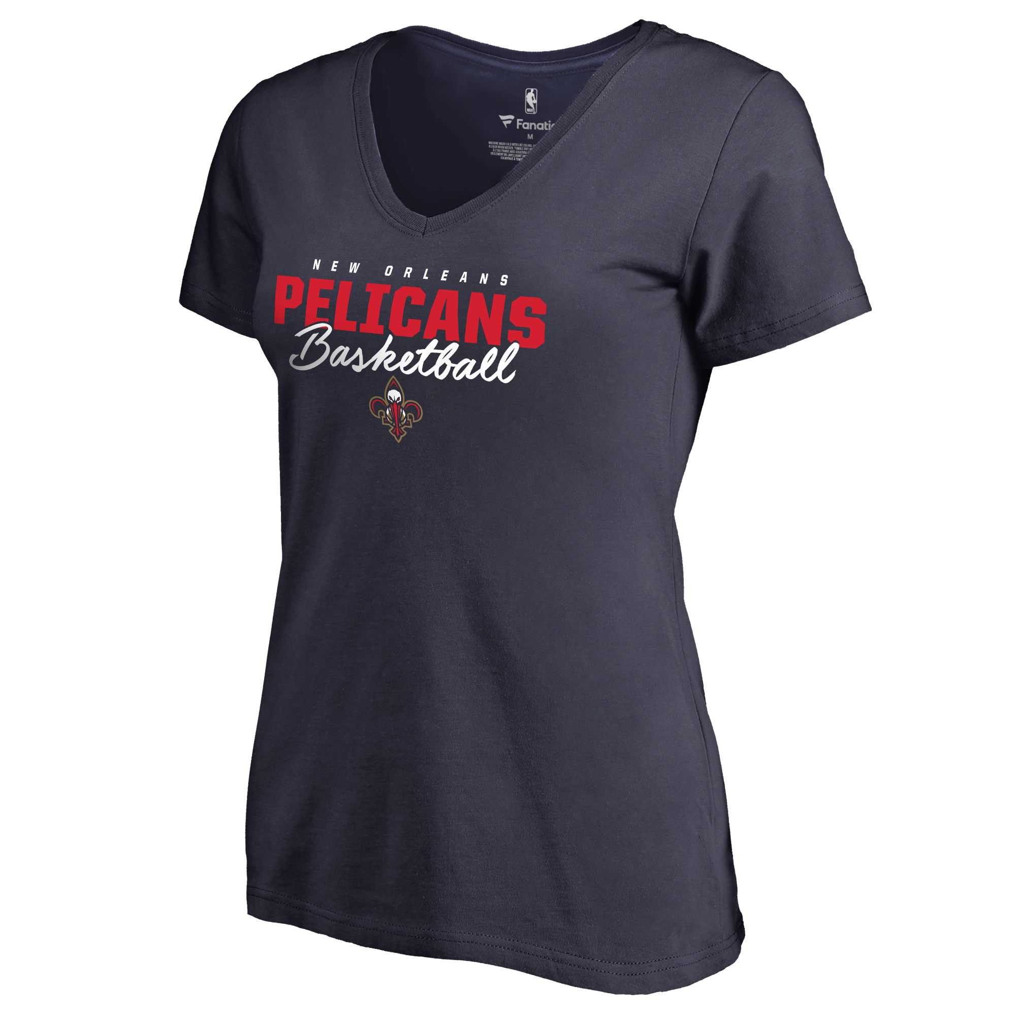 Women's Navy New Orleans Pelicans Script Assist V-Neck T-Shirt
