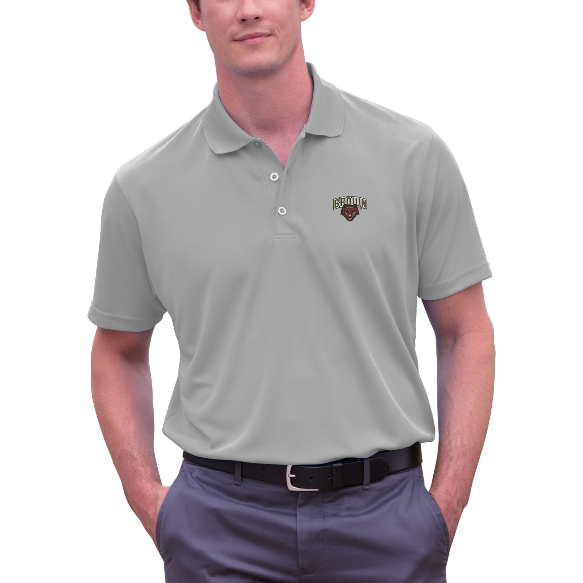 Men's Gray Brown Bears Big & Tall Vansport Omega Tech Polo