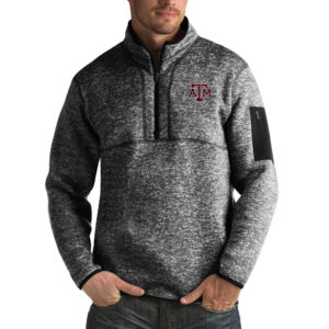 Men's Antigua Black Texas A&M Aggies Fortune Big & Tall Quarter-Zip Pullover Jacket