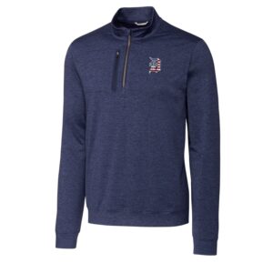 Men's Cutter & Buck Navy Detroit Tigers Americana Big & Tall Stealth Half-Zip Pullover Jacket