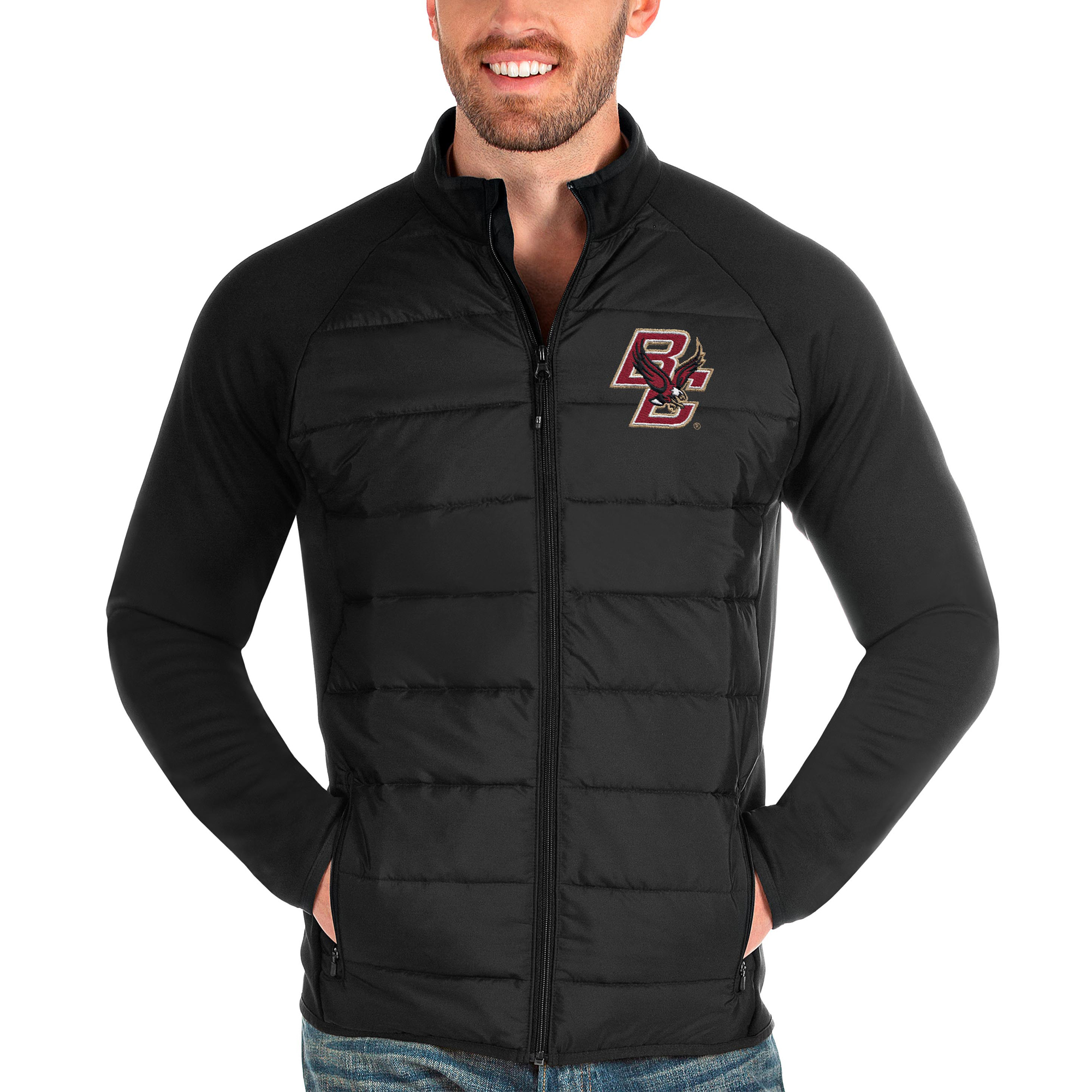 Men's Antigua Black Boston College Eagles Altitude Full-Zip Jacket