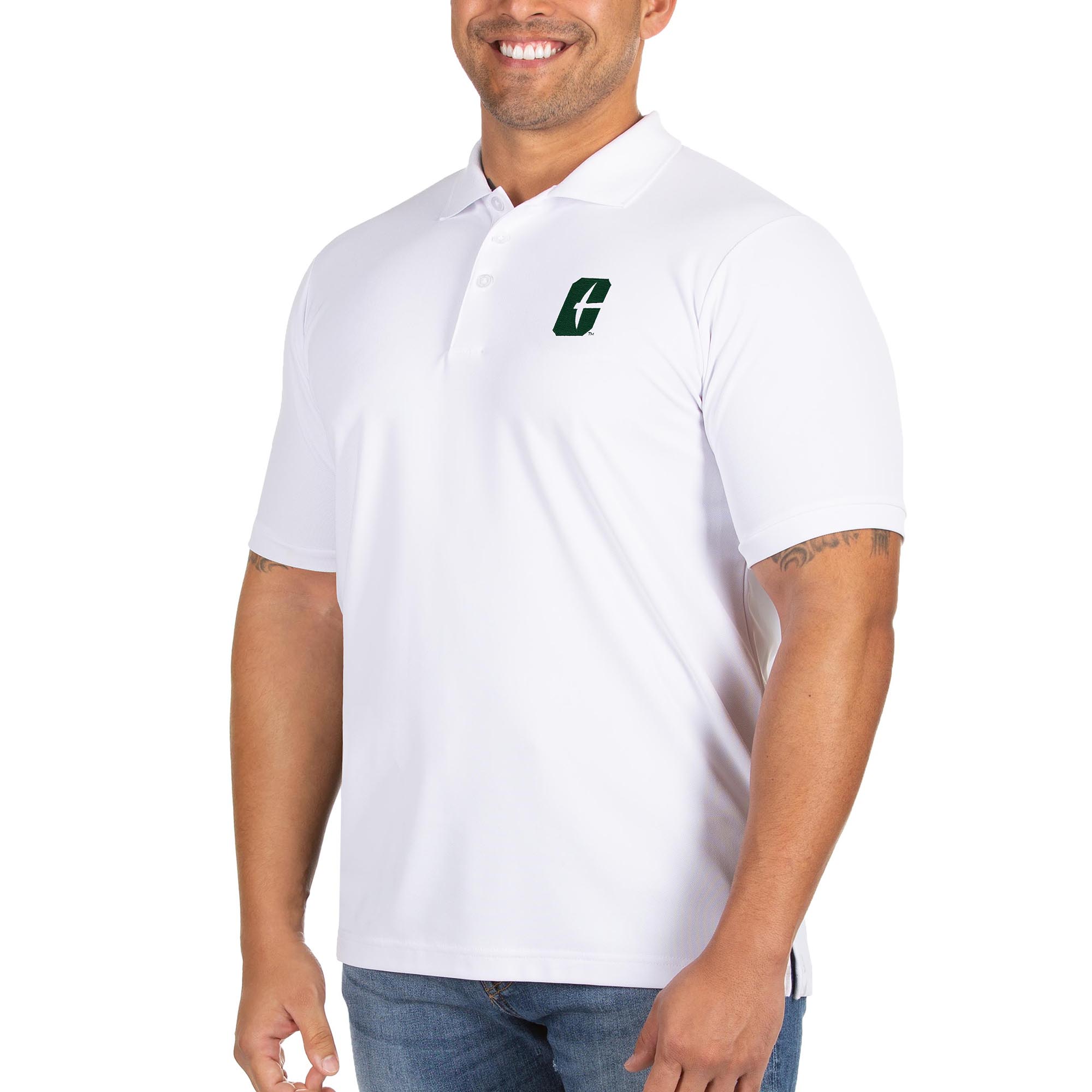 Men's Antigua White Charlotte 49ers Big & Tall Legacy Pique Polo