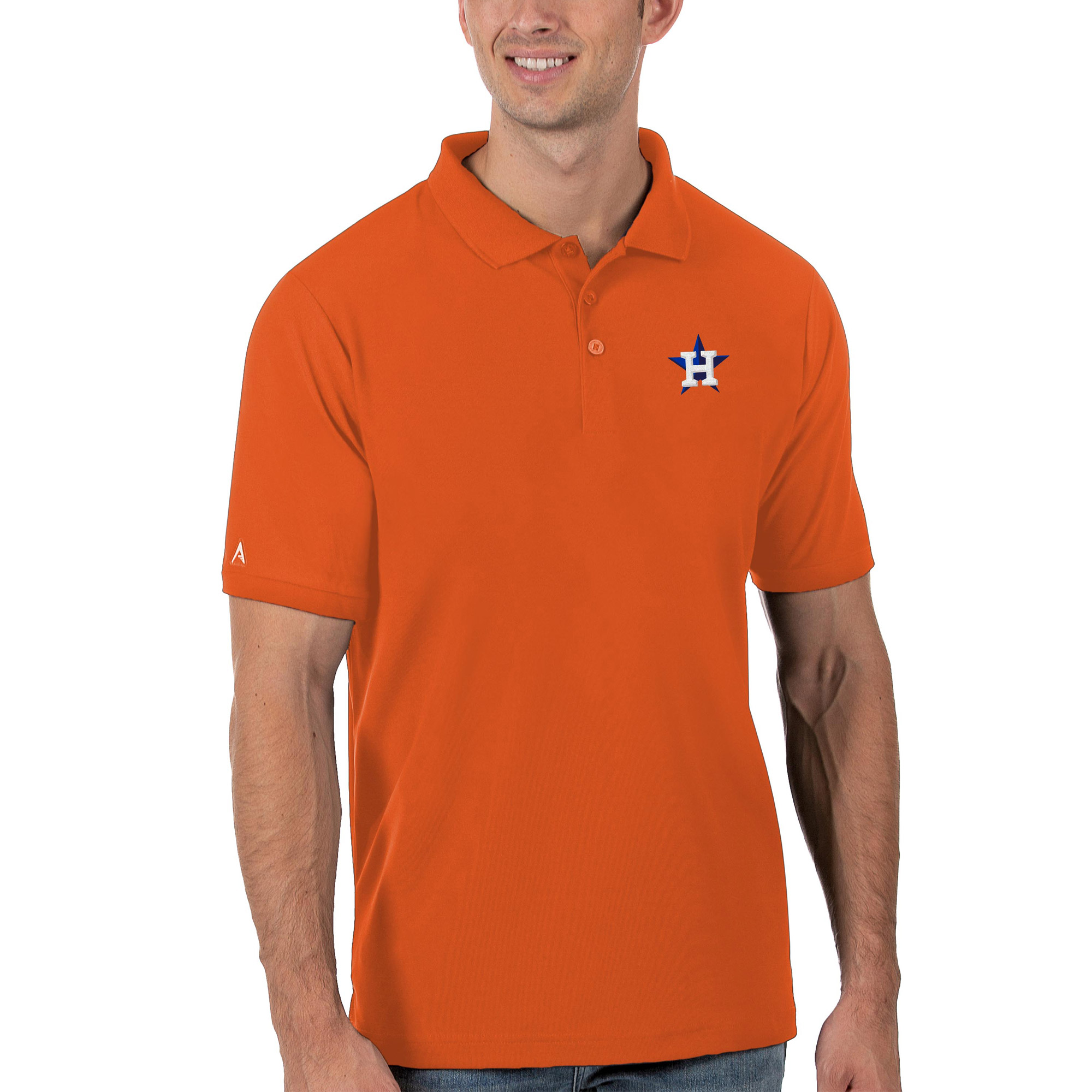 Men's Antigua Orange Houston Astros Legacy Pique Polo