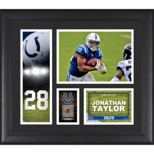 Jonathan Taylor Indianapolis Colts Framed 15" x 17" Player Collage with a Piece of Game-Used Football