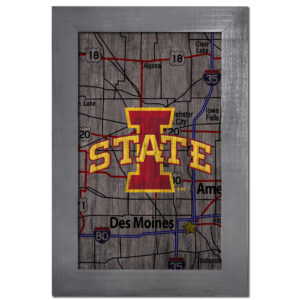 Iowa State Cyclones 11'' x 19'' Framed Team City Map Sign