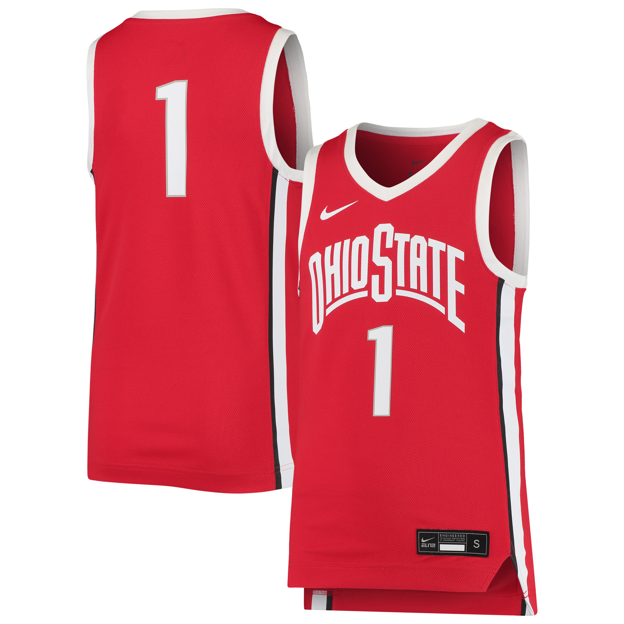 Youth Nike #1 Scarlet Ohio State Buckeyes Team Replica Basketball Jersey - Image 5