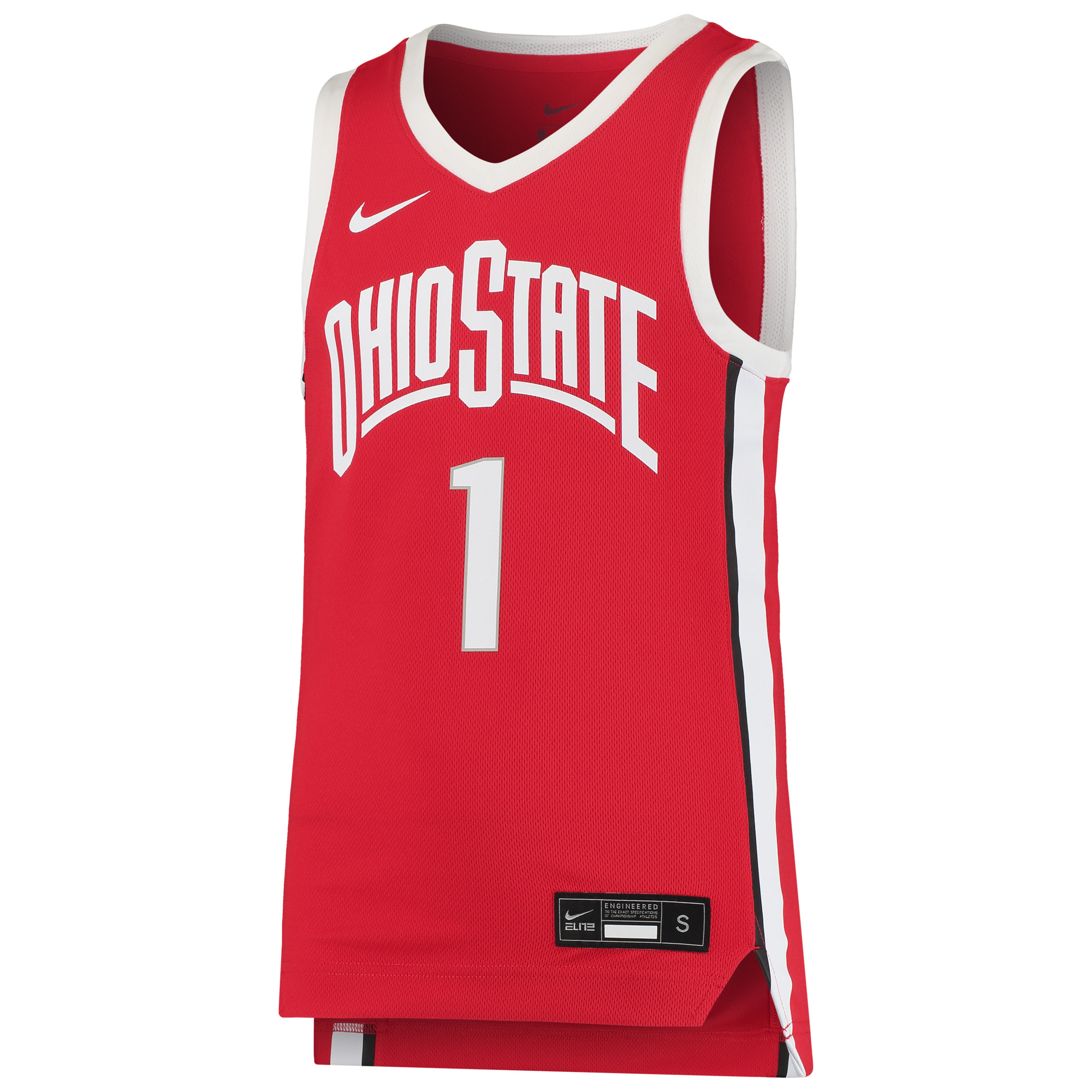 Youth Nike #1 Scarlet Ohio State Buckeyes Team Replica Basketball Jersey - Image 6
