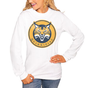 Women's White Quinnipiac Bobcats End Zone Long Sleeve T-Shirt