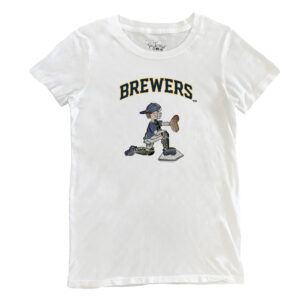 Women's Tiny Turnip White Milwaukee Brewers Caleb the Catcher T-Shirt