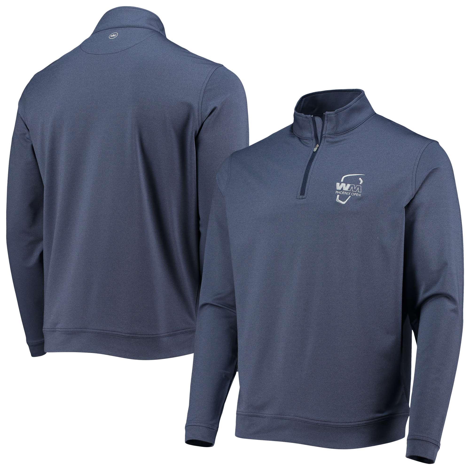 Men's Peter Millar Navy Waste Management Phoenix Open Perth Performance Melange Quarter-Zip Sweatshirt
