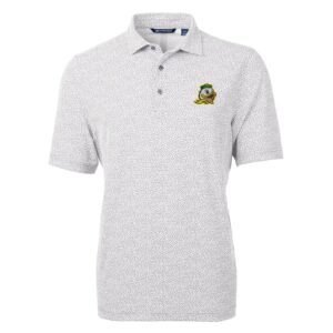 Men's Cutter & Buck Gray Oregon Ducks Virtue Eco Pique Botanical Print Polo