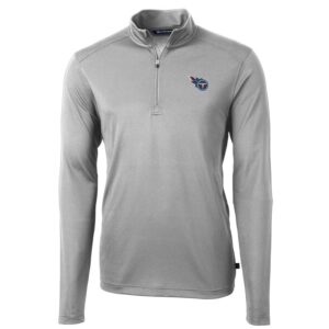 Men's Cutter & Buck Gray Tennessee Titans Virtue Eco Pique Recycled Quarter-Zip Pullover Jacket