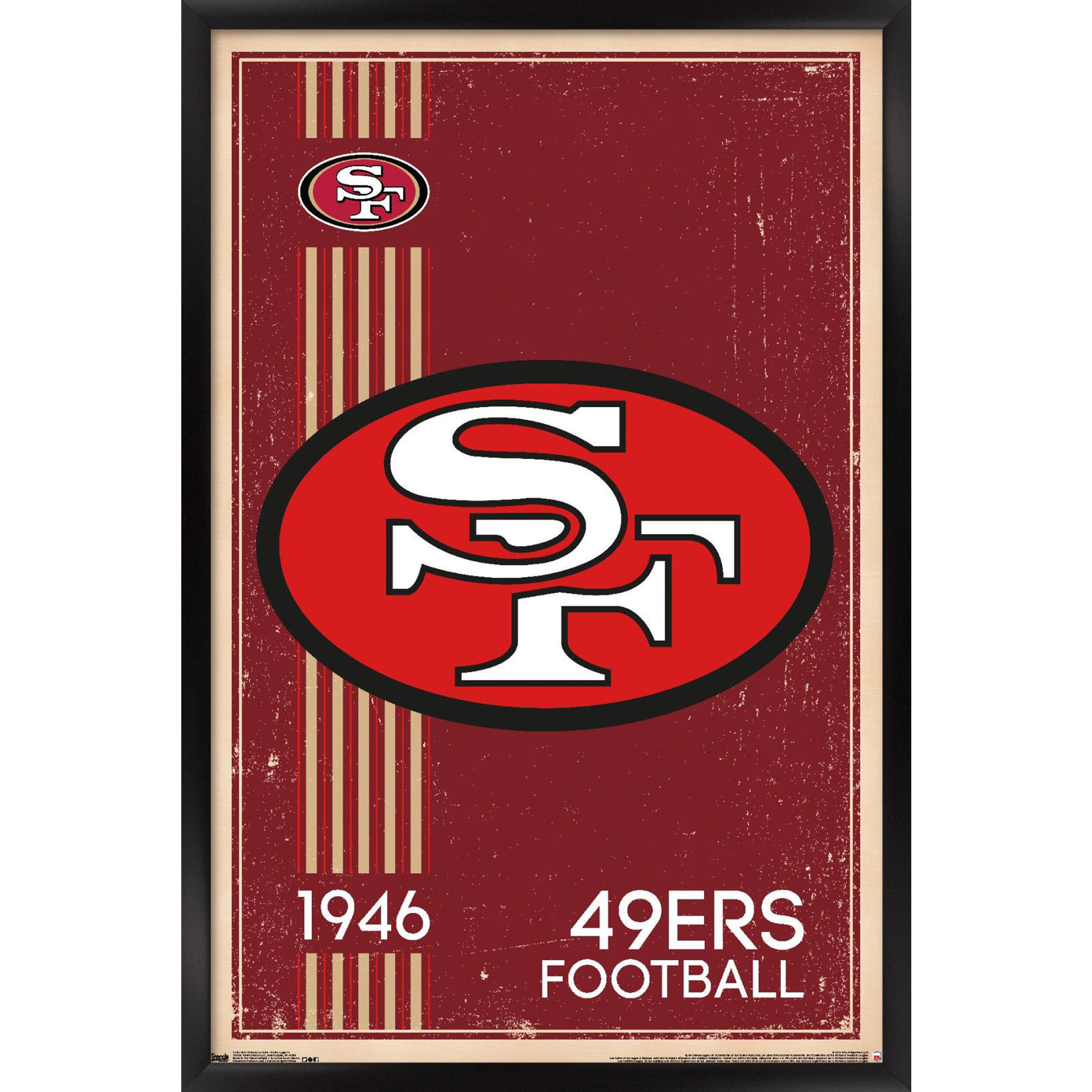 San Francisco 49ers 34.25'' x 35'' Framed Retro Logo Poster - Image 2