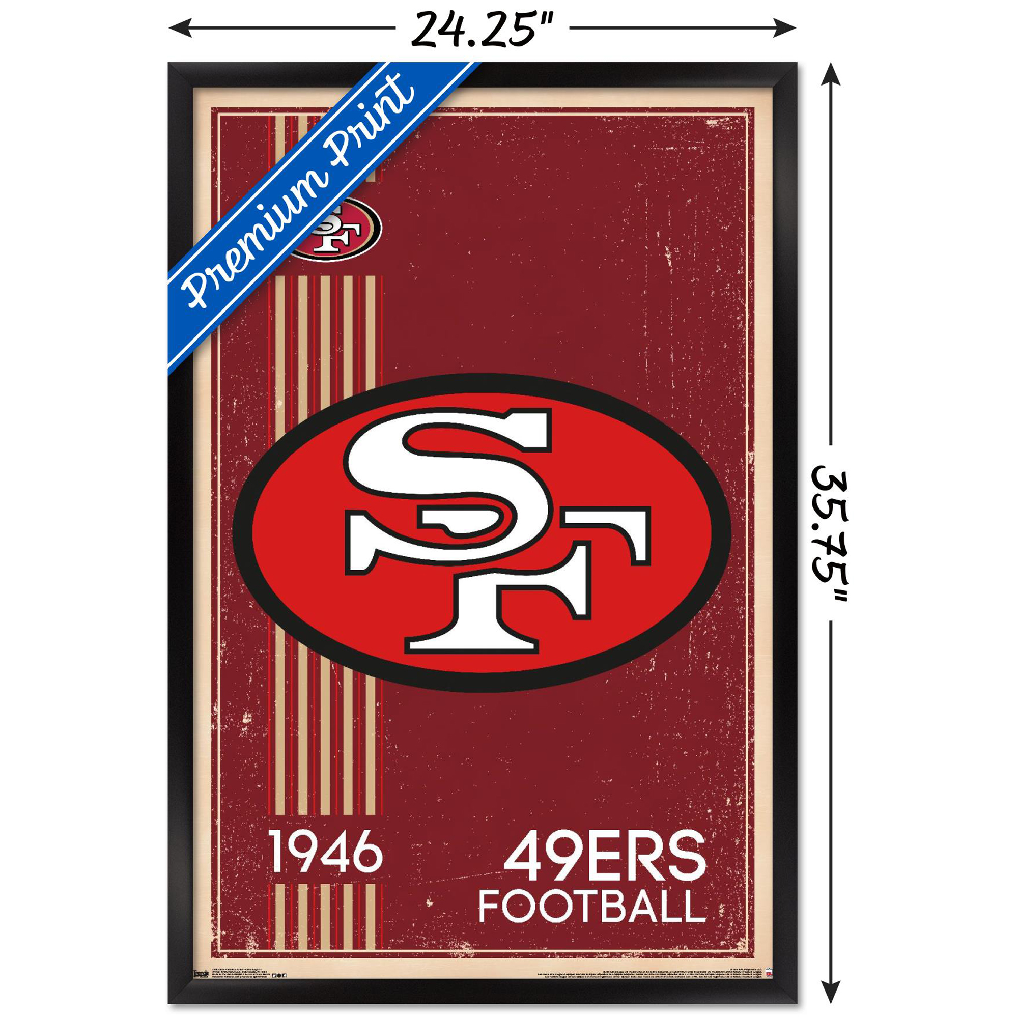 San Francisco 49ers 34.25'' x 35'' Framed Retro Logo Poster - Image 4
