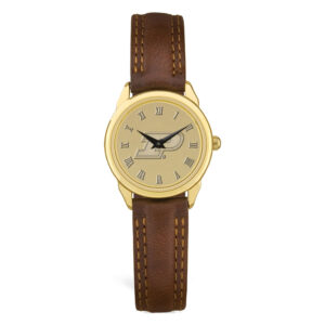Women's Purdue Boilermakers Medallion Brown Leather Wristwatch