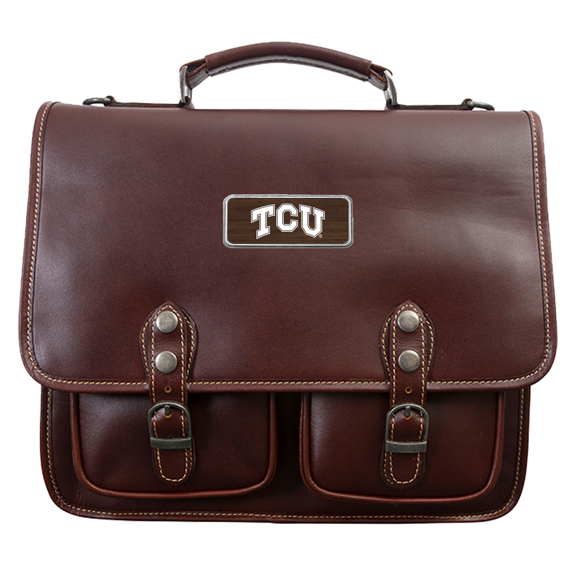 Brown TCU Horned Frogs Logo Plate Sabino Canyon Briefcase