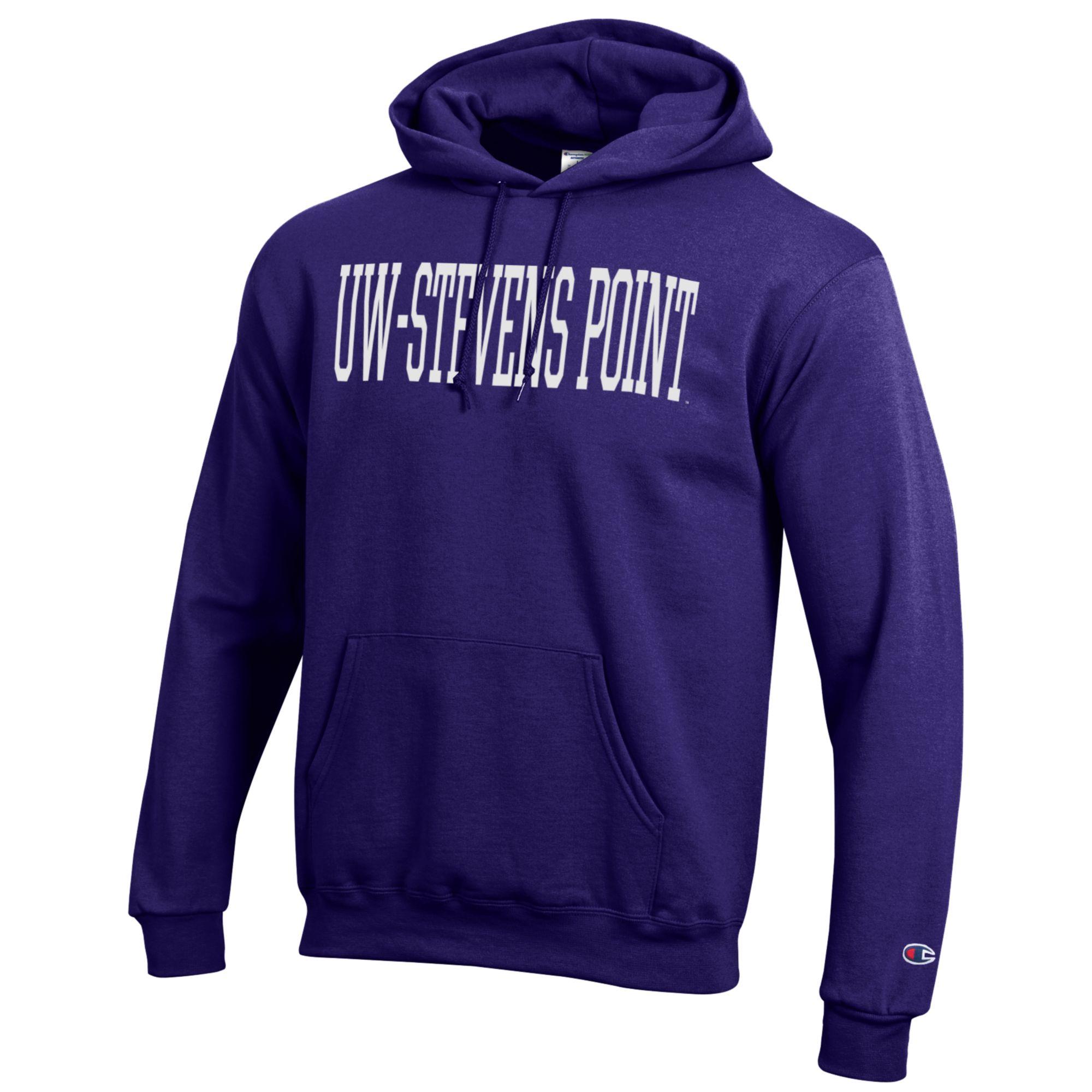 Men's Champion Purple Wisconsin-Stevens Point Pointers Eco Powerblend Pullover Hoodie - Image 3