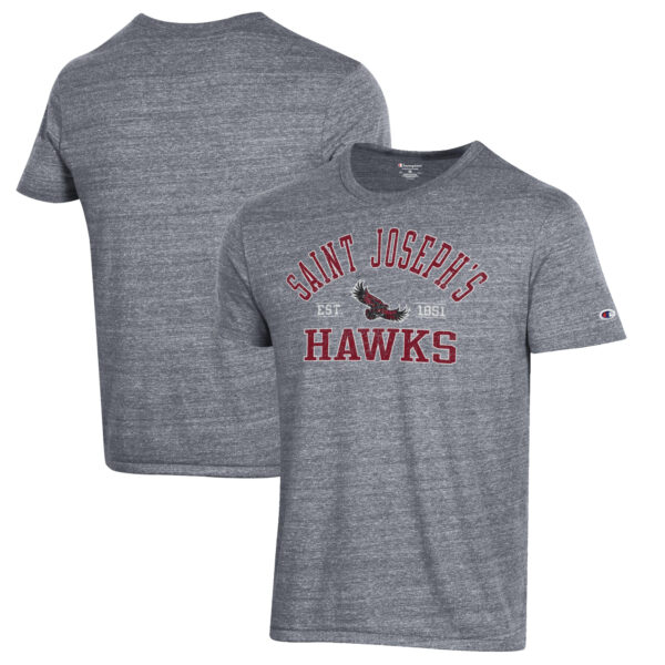 Men's Champion Heathered Gray Saint Joseph's Hawks Ultimate Tri-Blend T-Shirt