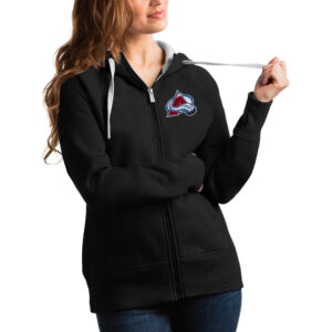 Women's Antigua Black Colorado Avalanche Victory Full-Zip Hoodie