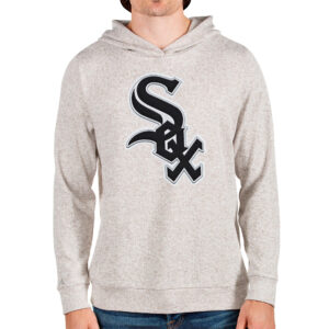 Men's Antigua Oatmeal Chicago White Sox Team Logo Absolute Pullover Hoodie
