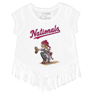 Girls Youth Tiny Turnip White Washington Nationals Kate the Catcher Fringe T-Shirt