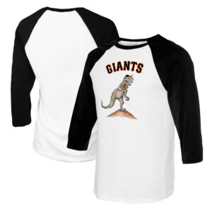 Youth Tiny Turnip White/Black San Francisco Giants TT Rex Raglan 3/4 Sleeve T-Shirt