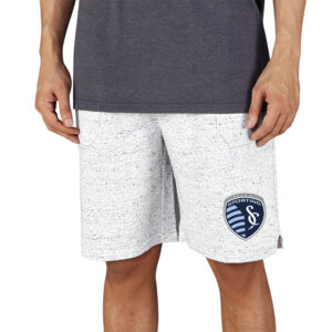 Men's Concepts Sport White/Charcoal Sporting Kansas City Throttle Knit Jam Shorts