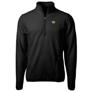 Men's Cutter & Buck Black Green Bay Packers Big & Tall Cascade Eco Sherpa Fleece Quarter-Zip Pullover Jacket