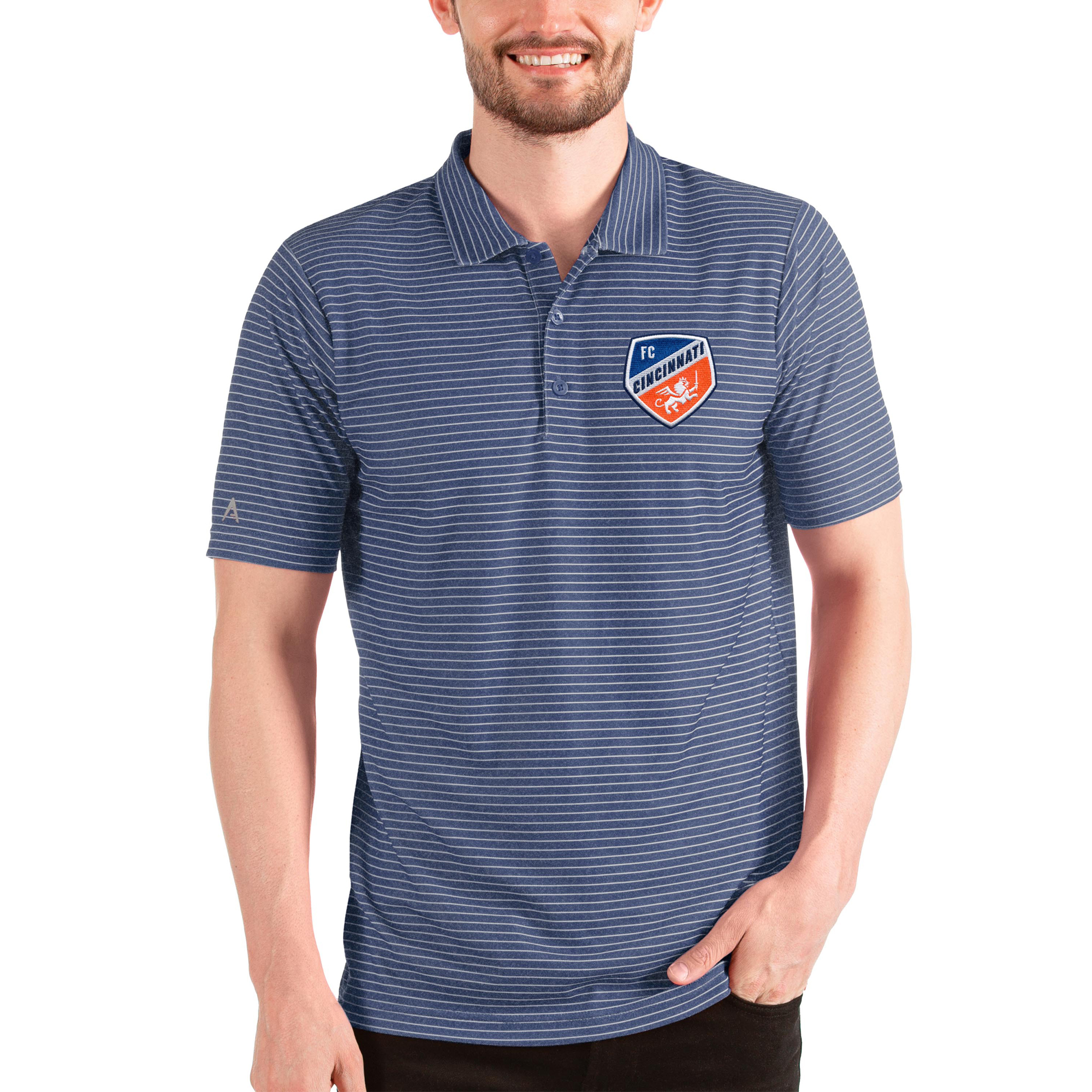 Men's Antigua Heathered Royal FC Cincinnati Esteem Polo