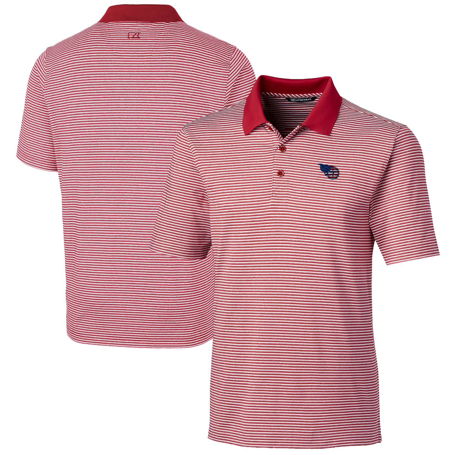 Men's Cutter & Buck Red Tennessee Titans Big & Tall Forge Tonal Stripe Stretch Polo