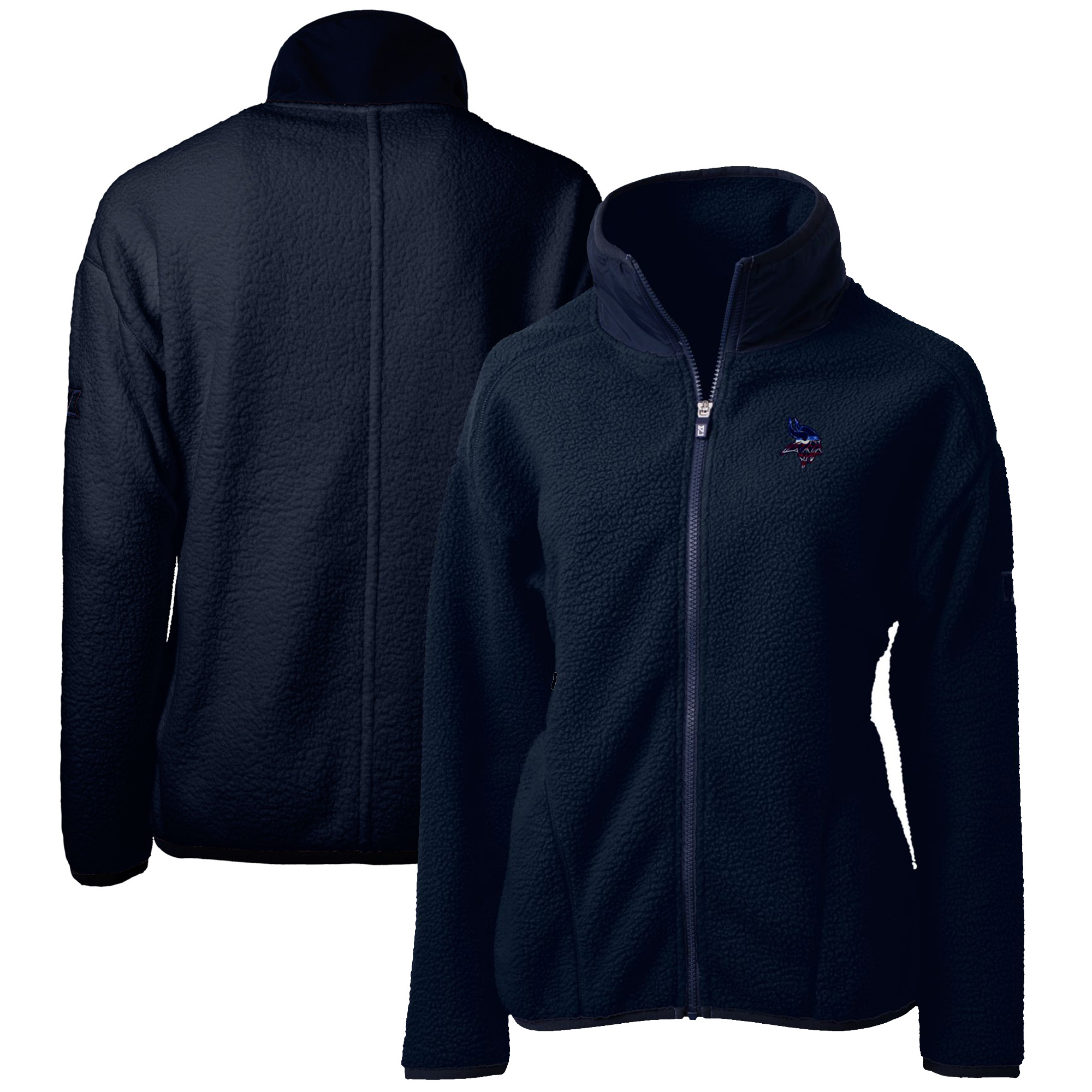 Women's Cutter & Buck Navy Minnesota Vikings Cascade Eco Sherpa Fleece Full-Zip Jacket