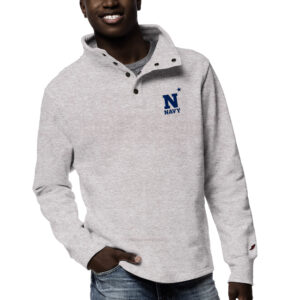 Men's League Collegiate Wear Ash Navy Midshipmen 1636 Fleece Quarter Snap Up Pullover Sweatshirt