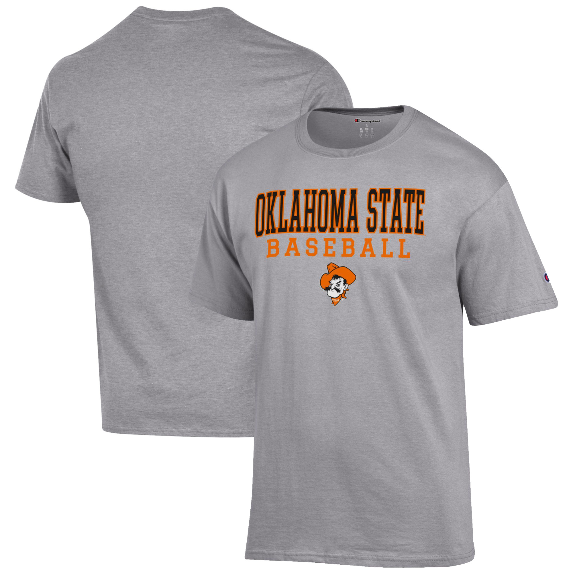 Men's Champion Gray Oklahoma State Cowboys Baseball Stack T-Shirt