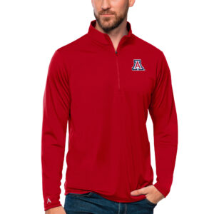 Men's Antigua Red Arizona Wildcats Tribute Quarter-Zip Top