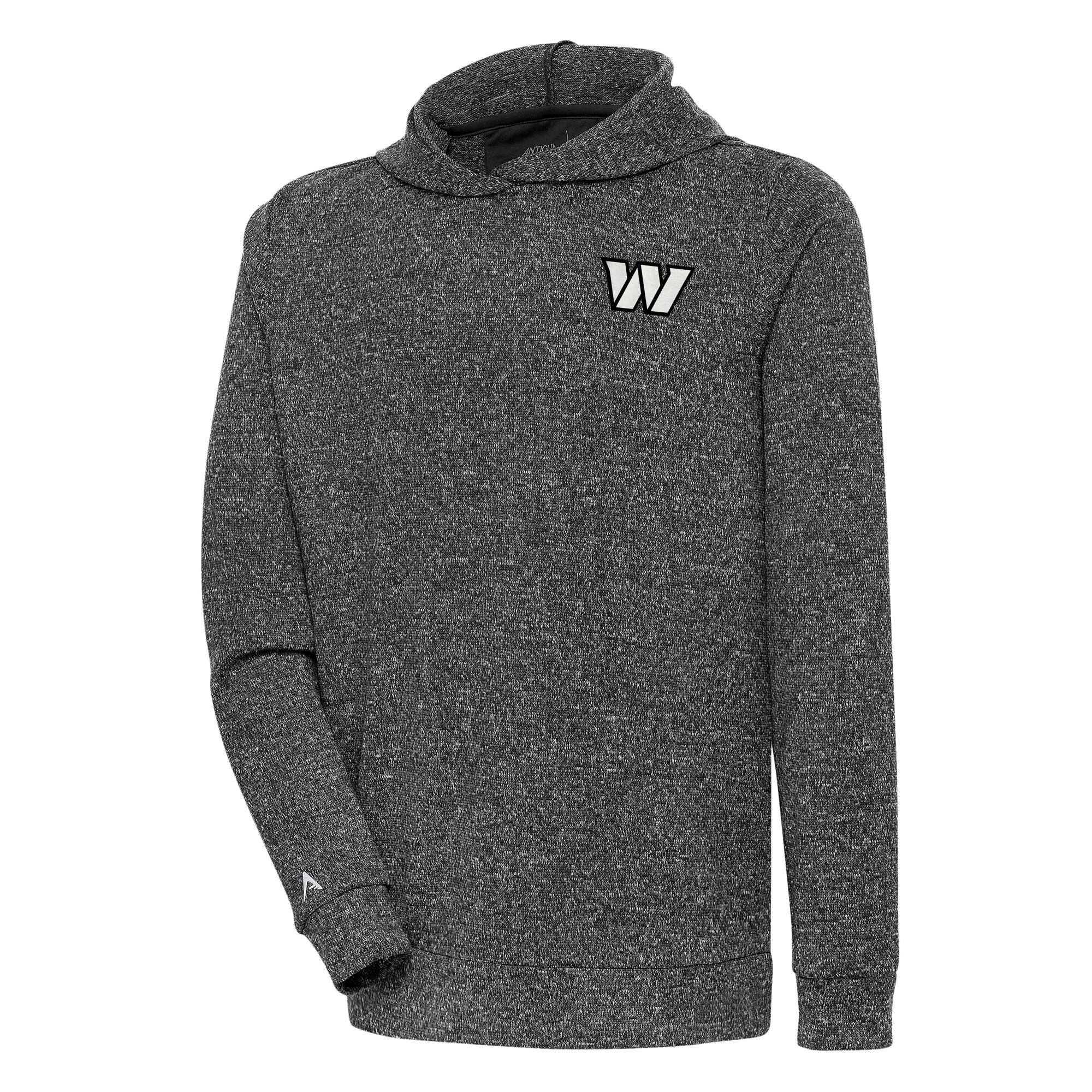Men's Antigua Heather Black Washington Commanders Metallic Logo Absolute Pullover Hoodie
