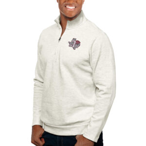 Men's Antigua Oatmeal Texas Southern Tigers Gambit Quarter-Zip Pullover Top