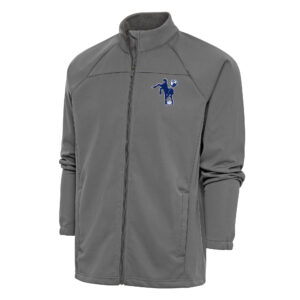 Men's Antigua Steel Indianapolis Colts Team Logo Throwback Links Full-Zip Golf Jacket