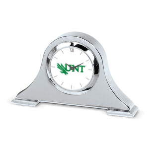 Silver North Texas Mean Green Logo Napoleon Desk Clock