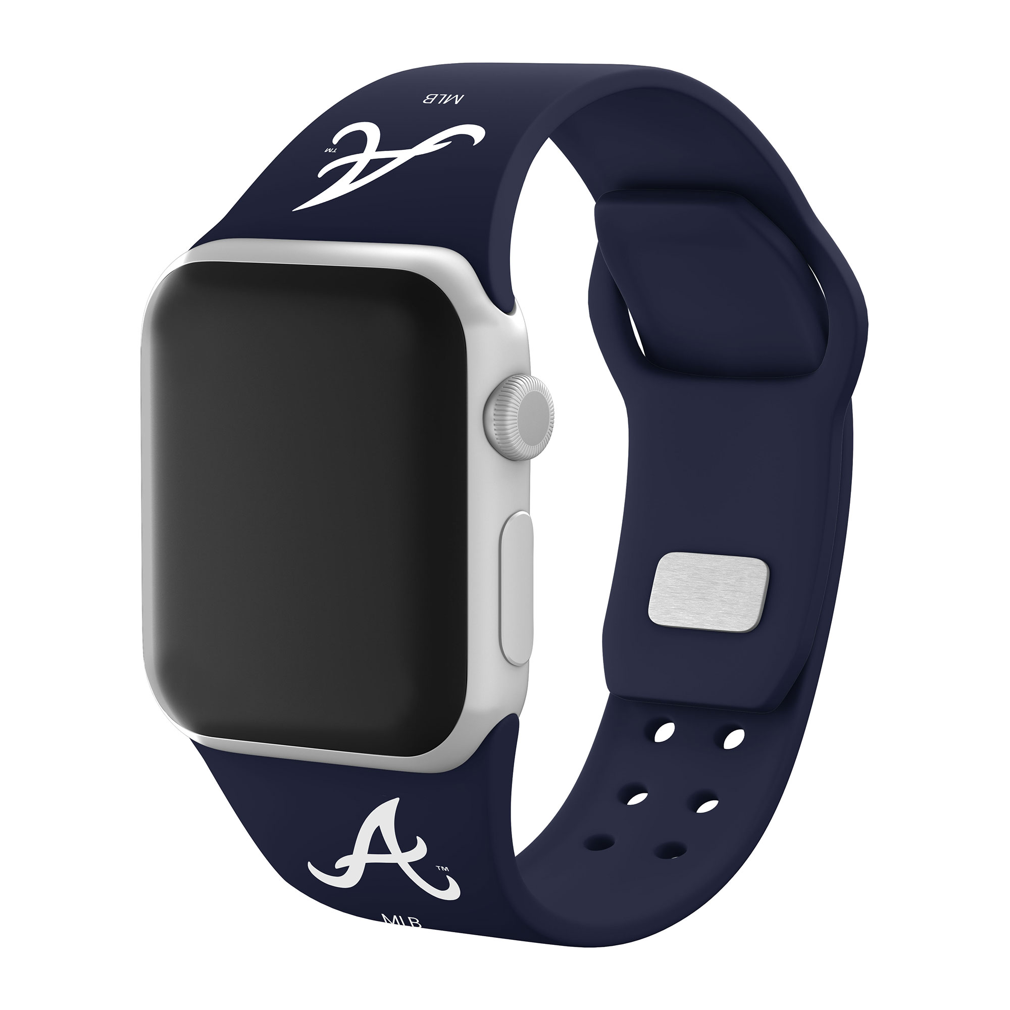 Navy Atlanta Braves Logo Silicone Apple Watch Band - Image 3