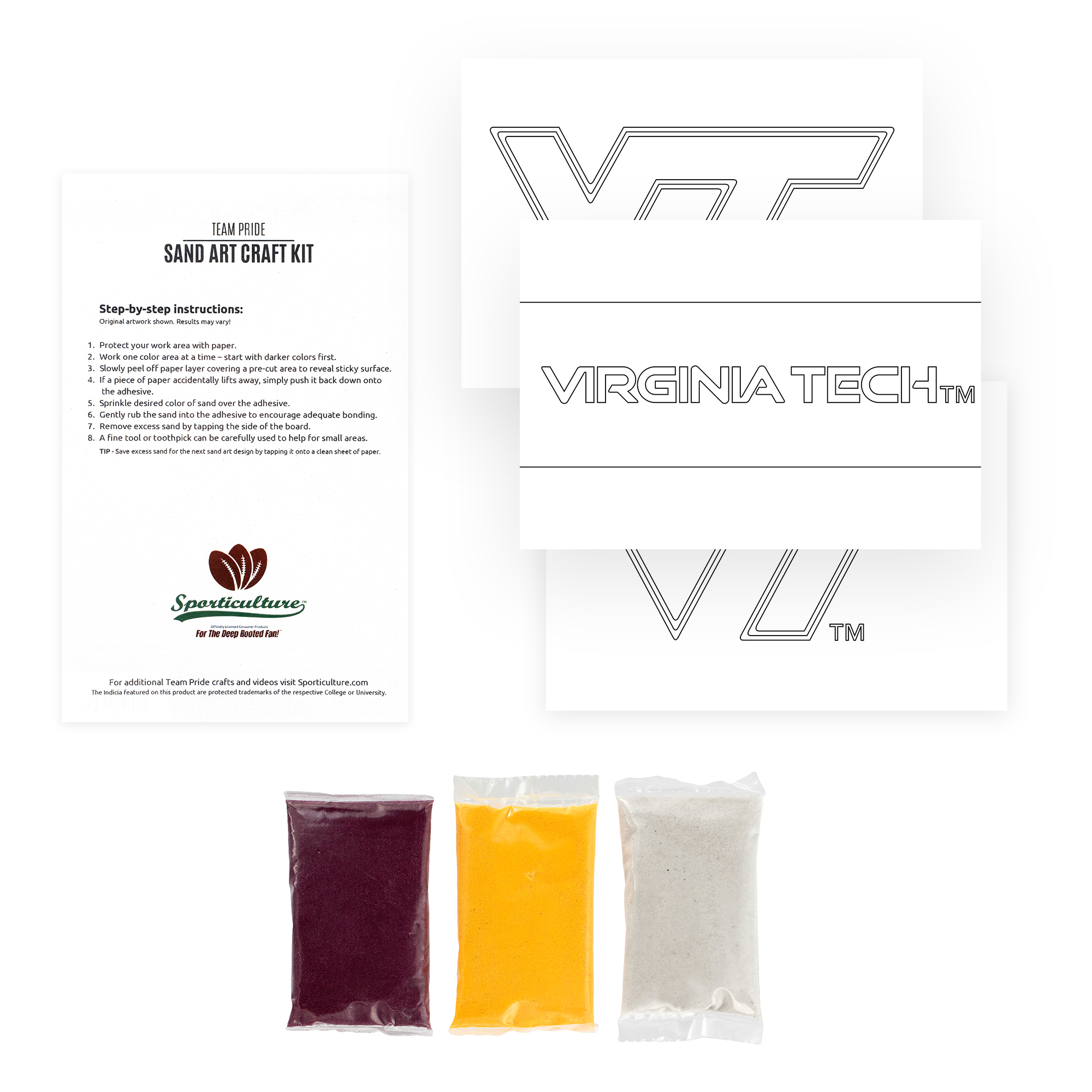 Virginia Tech Hokies Team Pride Sand Art Craft Kit - Image 9