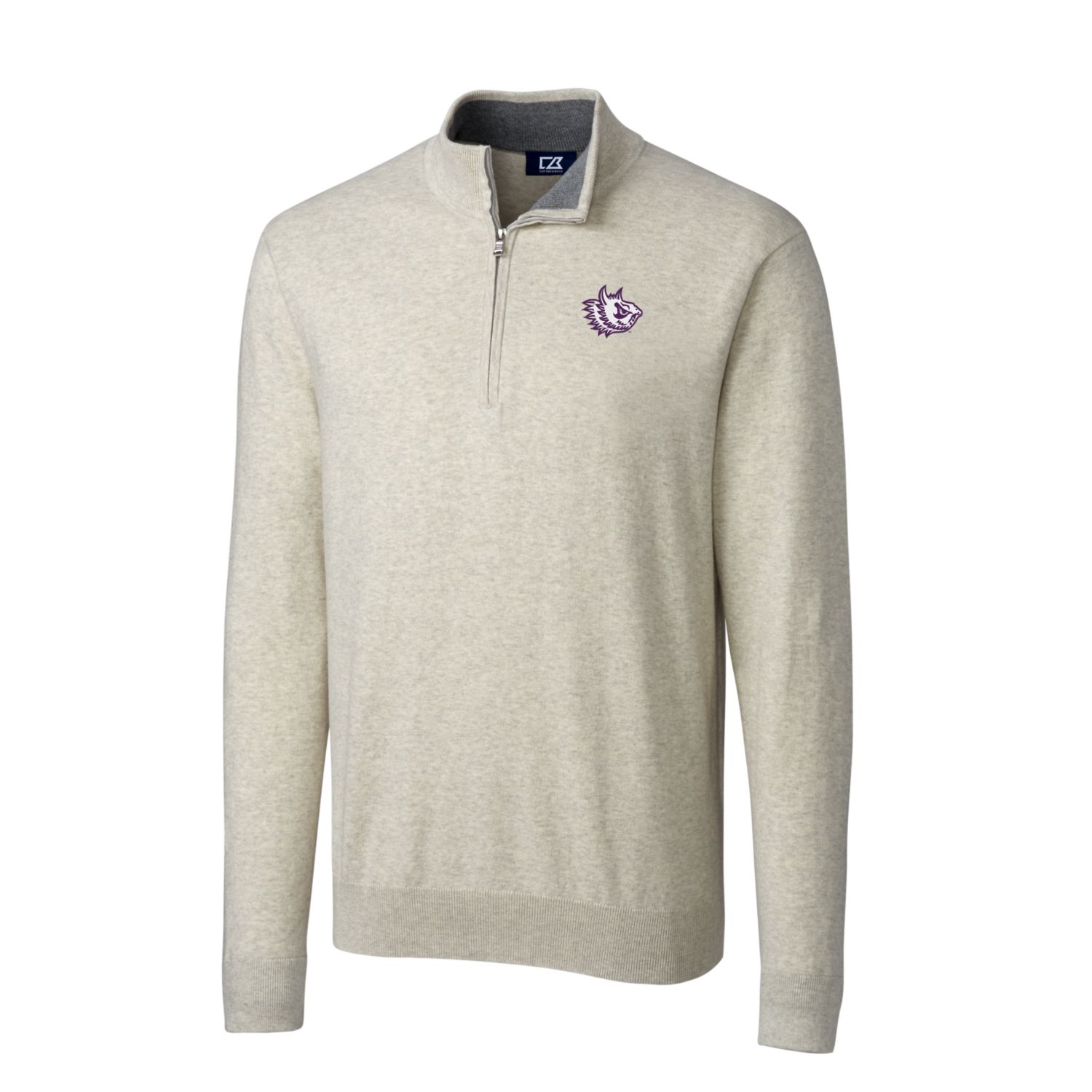Men's Cutter & Buck Oatmeal TCU Horned Frogs Lakemont Quarter-Zip Pullover Sweater - Image 6