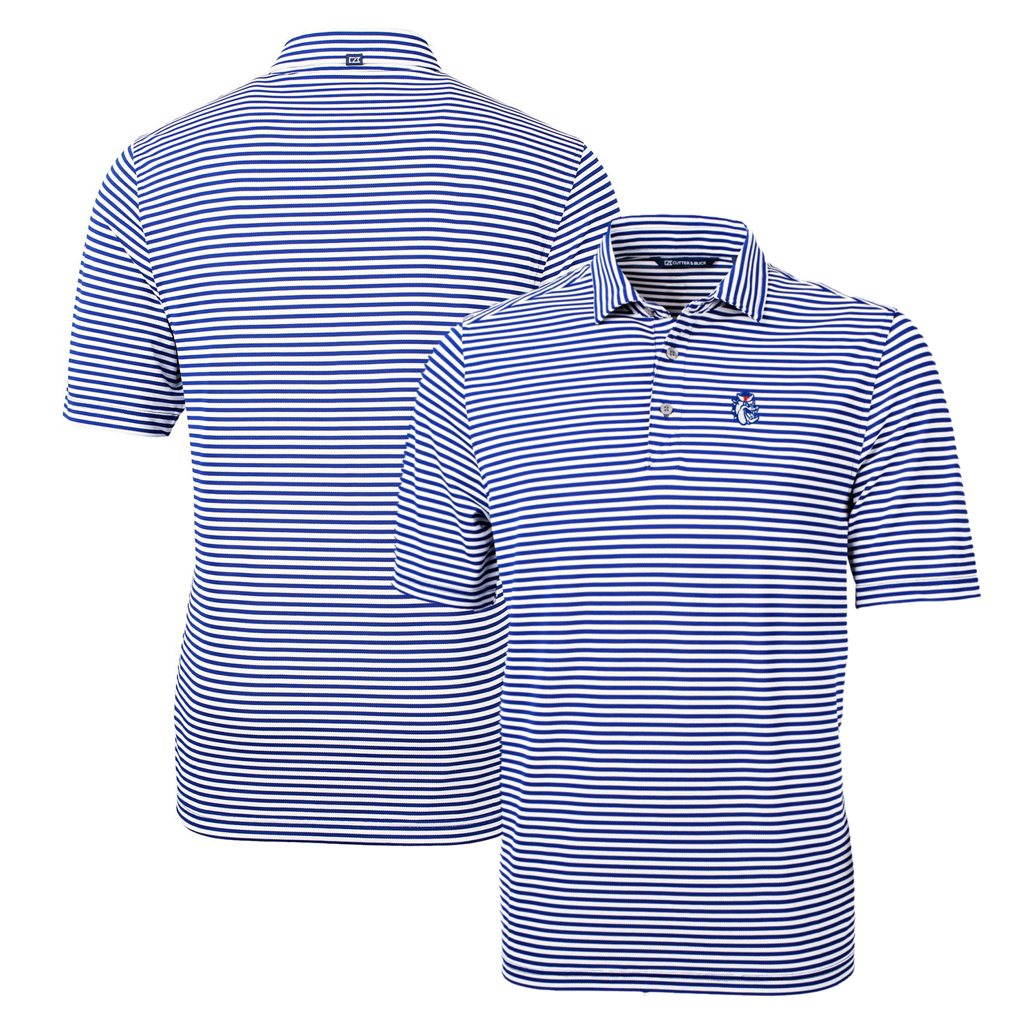 Men's Cutter & Buck Royal Fresno State Bulldogs Throwback Logo Virtue Eco Pique Stripe Recycled Polo
