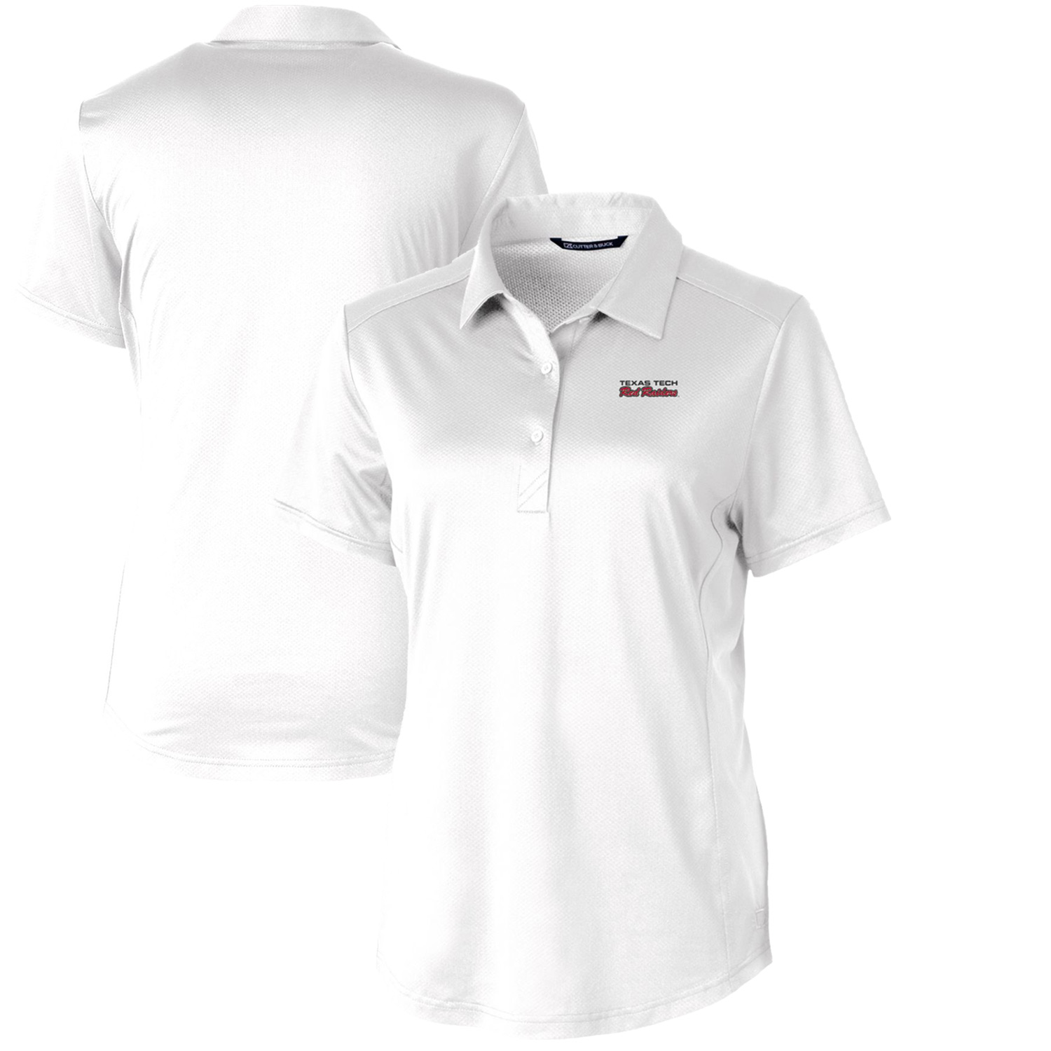 Women's Cutter & Buck White Texas Tech Red Raiders Vault Prospect Textured Stretch Polo - Image 2