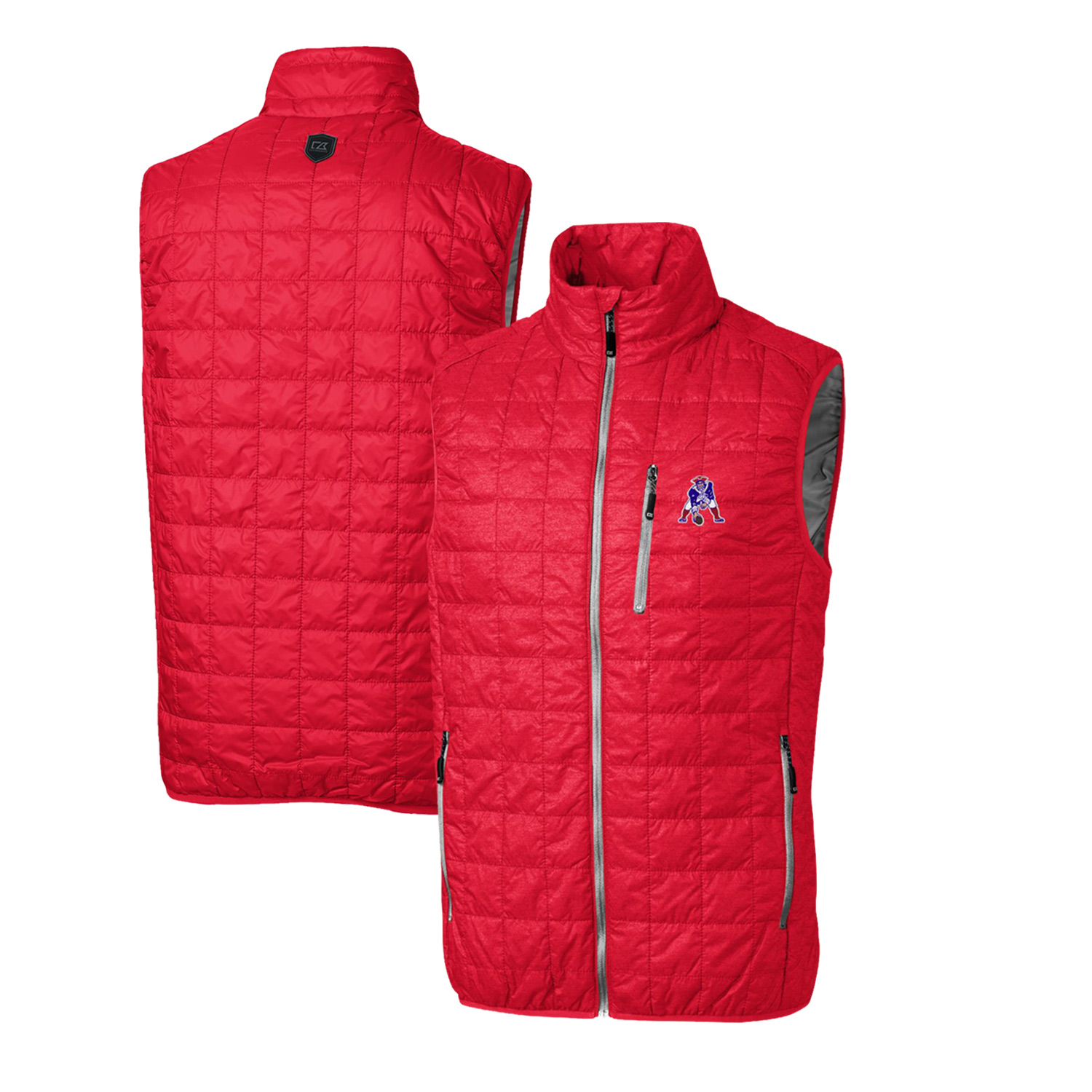 Men's Cutter & Buck Red New England Patriots Throwback Logo Rainier PrimaLoft Eco Insulated Full-Zip Puffer Vest - Image 2