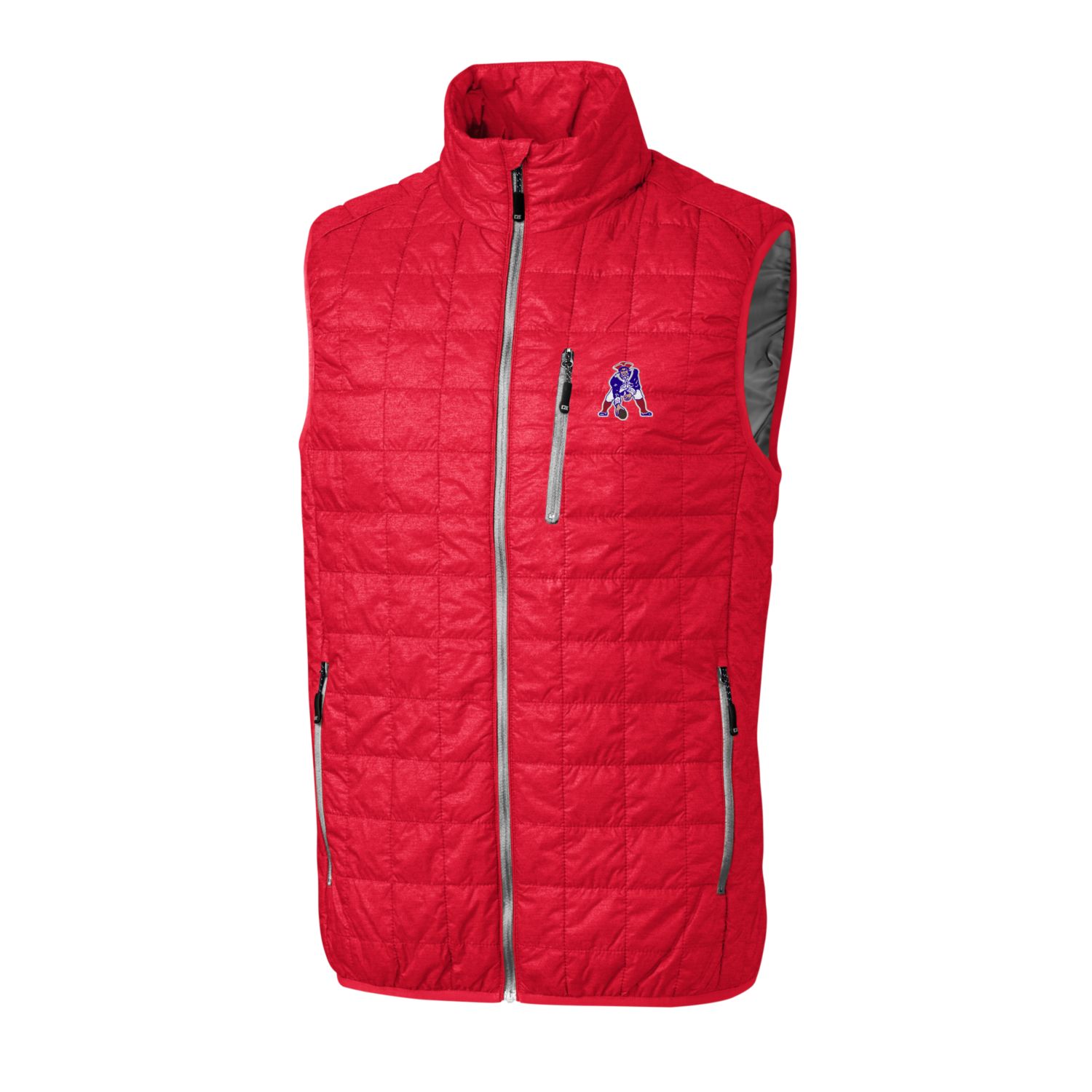 Men's Cutter & Buck Red New England Patriots Throwback Logo Rainier PrimaLoft Eco Insulated Full-Zip Puffer Vest - Image 3