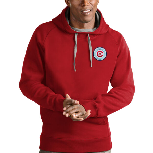 Men's Antigua Red Chicago Fire Logo Victory Pullover Hoodie