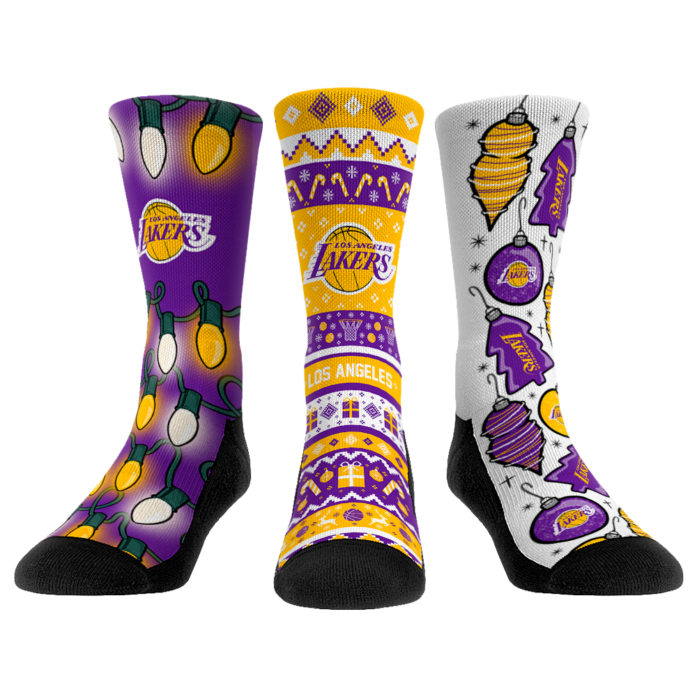 Rock Em Socks Los Angeles Lakers Youth Holiday 3-Pack Crew Socks