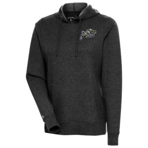 Women's Antigua Heather Black Navy Midshipmen Action Pullover Hoodie